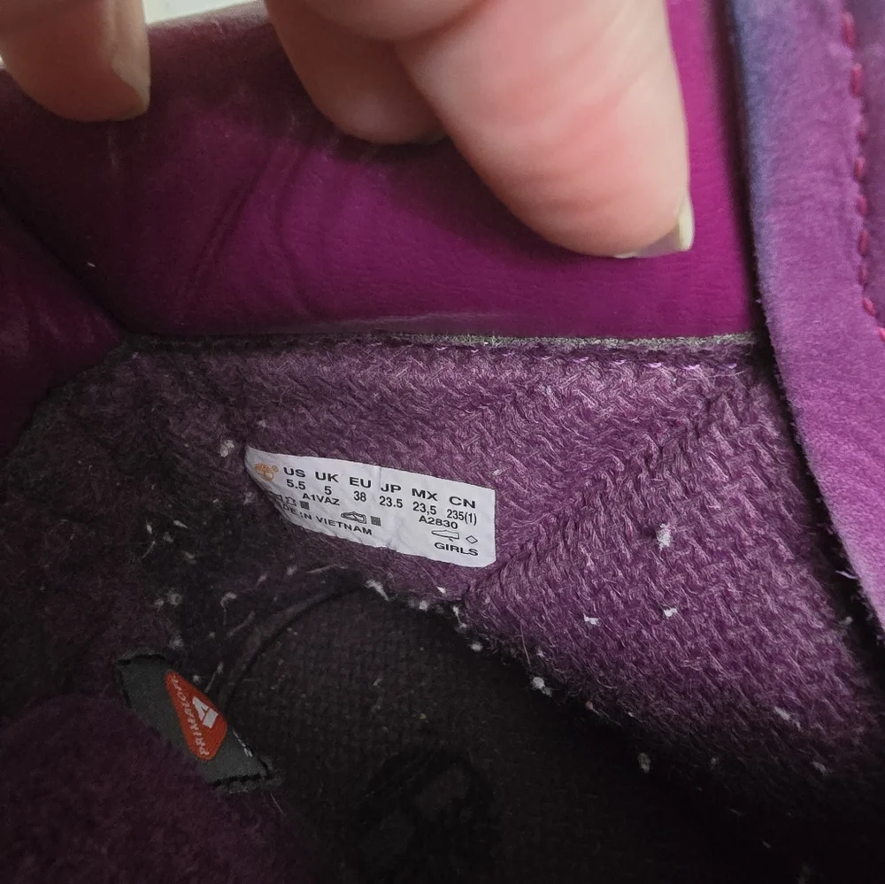 Girls Timberland Insulated Purple Boots A2830 Size 5.5